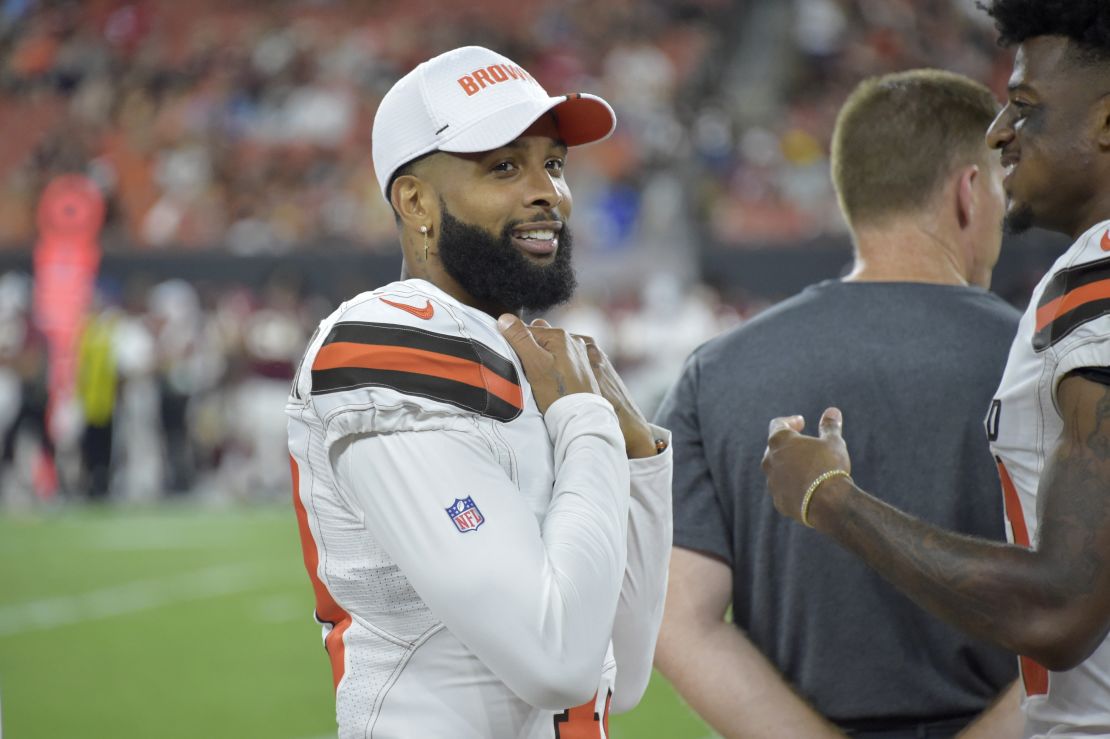 Beckham on the sidelines during the second half of a preseason game against the Washington Redskins.