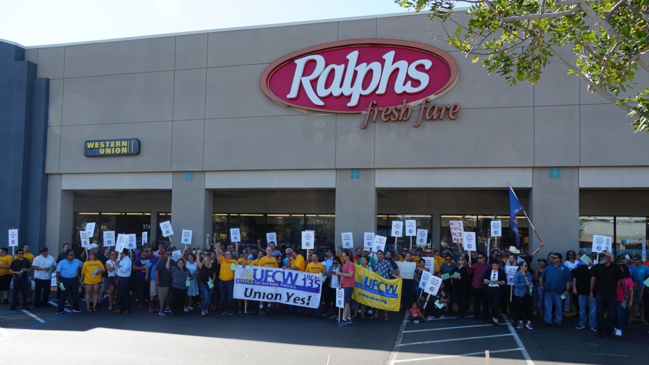 Ralphs supermarket workers in California protested outside local stores recently to raise pressure on the company in contract negotiations.