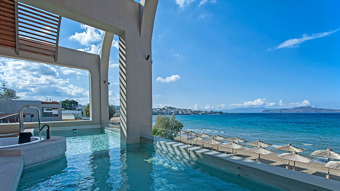 <strong>Domes Noruz Chania: </strong>Its spectacular Ultimate Haven suite, situated right next to the beach, has a private pool and two bathrooms with walk-in shower.