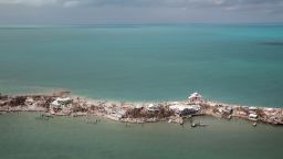 An aerial view of damage caused by Hurricane Dorian is seen on Great Abaco Island on September 4.