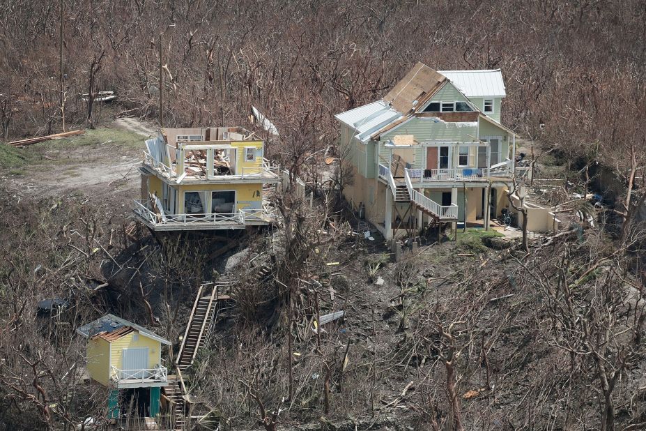 Houses destroyed by Hurricane Dorian are seen on the Bahamas' Great Abaco island on September 4.