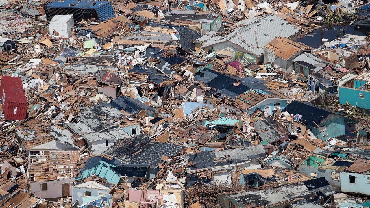 An aerial view of the destruction caused by Hurricane Dorian in Abaco, Bahamas. 