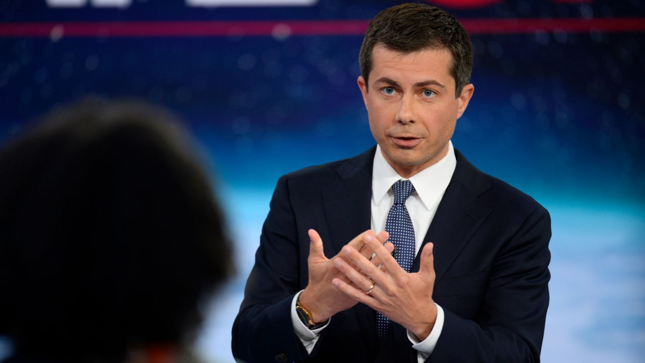 Democratic presidential candidate Pete Buttigieg participates in CNN's climate crisis town hall in New York on September 4, 2019.