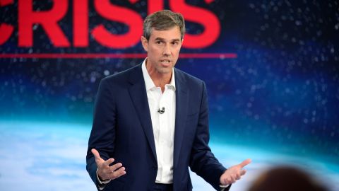 Democratic presidential candidate Beto O'Rourke participates in CNN's climate crisis town hall in New York on September 4, 2019.