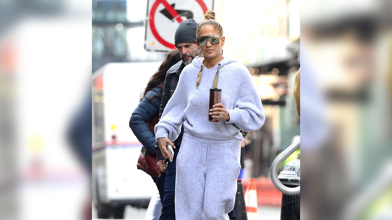 J.Lo sporting a tracksuit in 2019, as she arrvies on the set of "Hustlers."