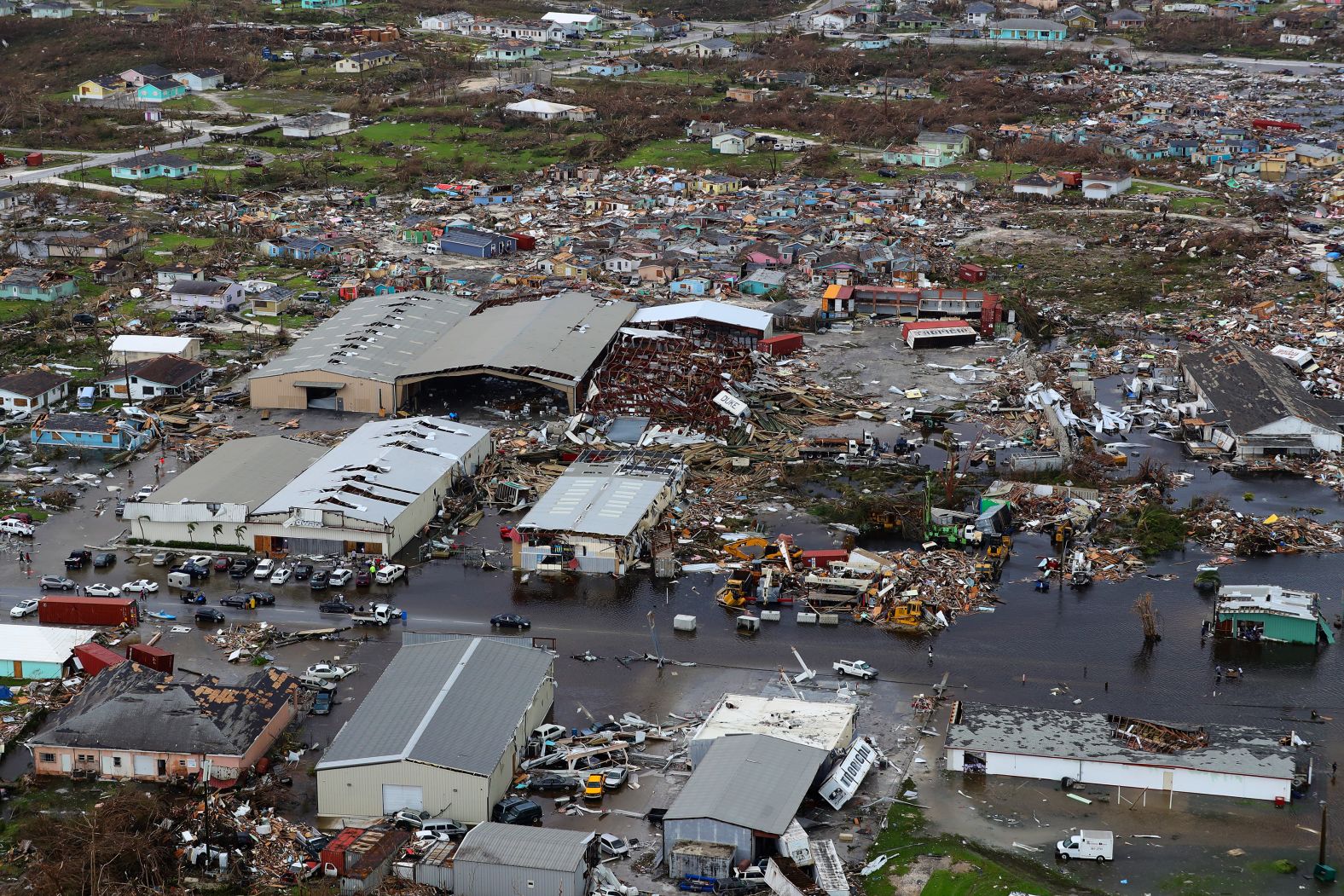 This aerial image shows damage on the Bahamas' Great Abaco island on Tuesday, September 3.