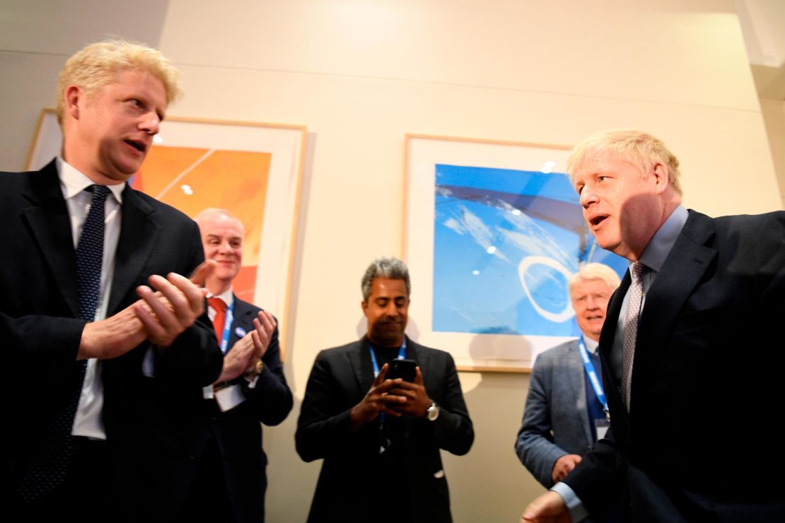 Boris Johnson with his brother Jo, left, at the launch of his leadership campaign.