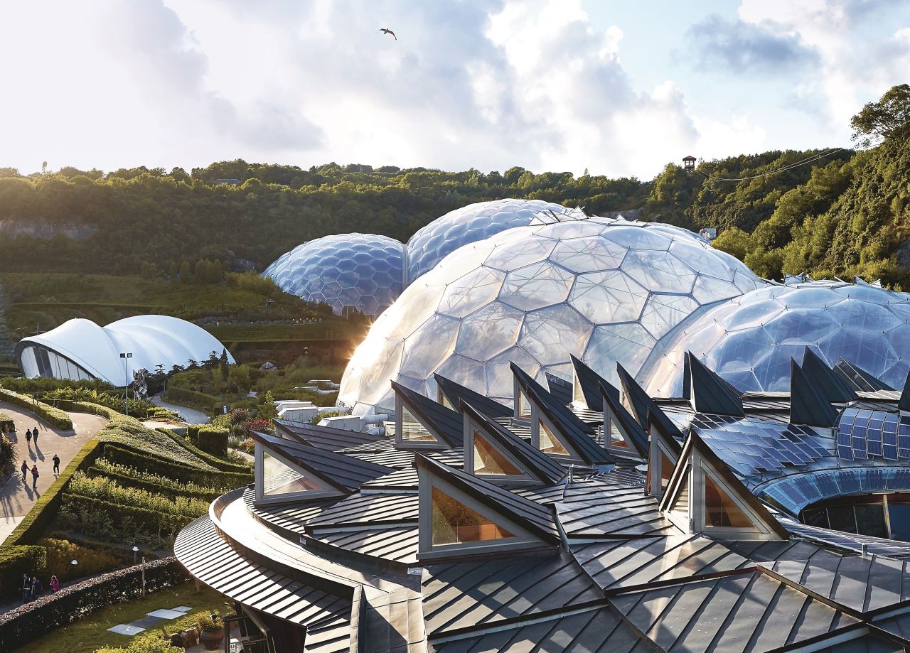 The 'biomes' of the Eden Project, situated in Cornwall, in the southwest of England