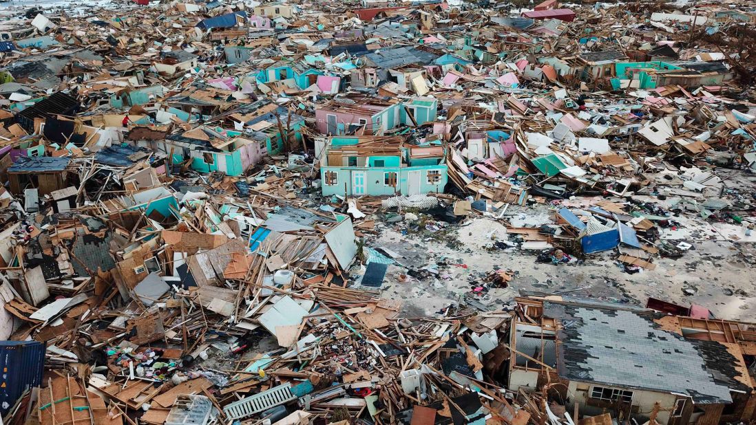 Homes flattened by Hurricane Dorian are seen on the Bahamas' Great Abaco island on Thursday, September 5.