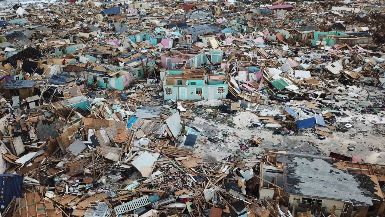 Homes flattened by Hurricane Dorian are seen in Abaco, Bahamas, Thursday, Sept. 5, 2019. The stormÕs devastation has come into sharper focus as the death toll climbed to 20 and many people emerged from shelters to check on their homes. (AP Photo/Gonzalo Gaudenzi)