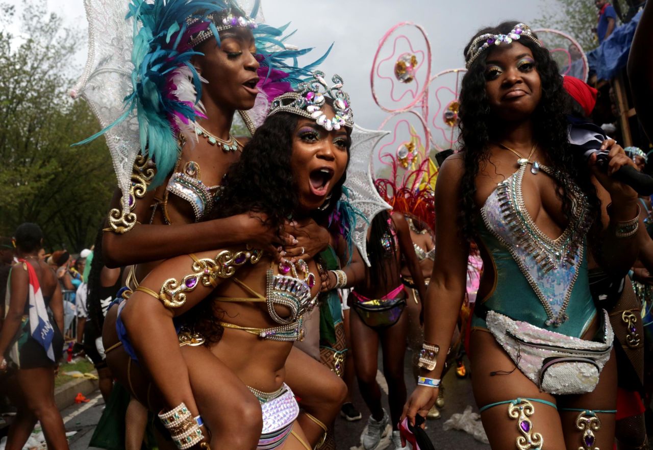 Revelers celebrate in the annual West Indian Day Parade on Monday, September 2, in Brooklyn, New York.
