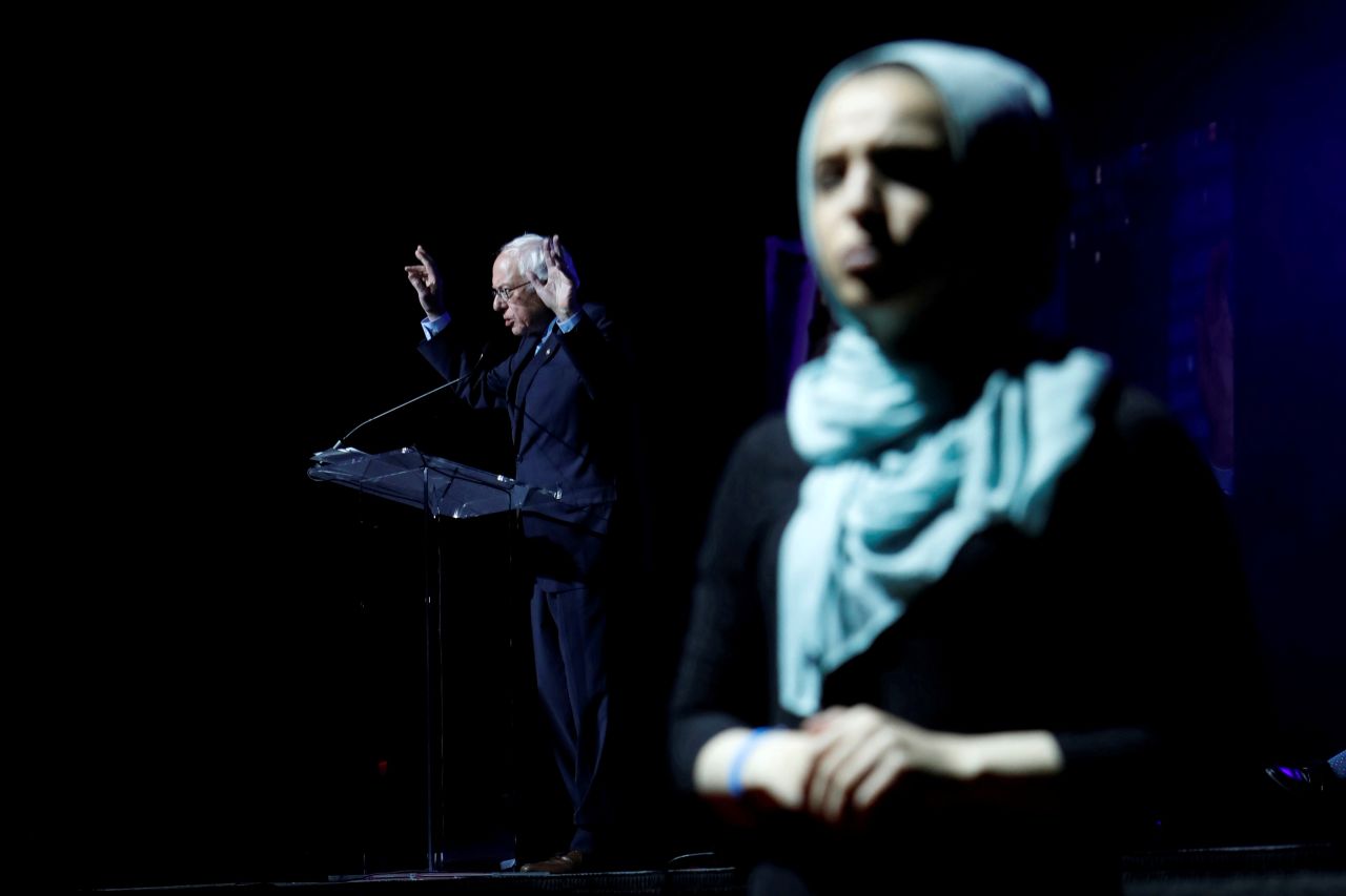 US Democratic presidential candidate Bernie Sanders attends the <a href="https://www.cnn.com/2019/09/01/opinions/bernie-sanders-muslim-american-support-obeidallah/index.html" target="_blank">Islamic Society of North America's Convention</a> in Houston, Texas, on Saturday, August 31.