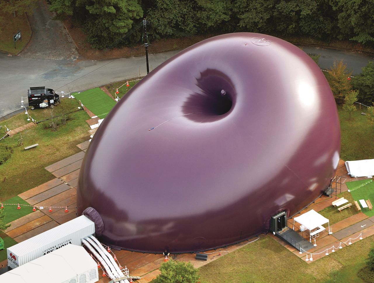 The concert hall 'Ark Nova' created by Japanese architect Arata Isozaki and British sculptor Anish Kapoor