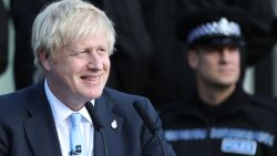 Britain's Prime Minister Boris Johnson gives a speech during a visit with the police in West Yorkshire, northern England, on September 5, 2019. - UK Prime Minister Boris Johnson called Thursday for an early election after a flurry of parliamentary votes tore up his hardline Brexit strategy and left him without a majority. Johnson was on a campaign footing on September 5 as he launched a national effort to recruit 20,000 police officers in Yorkshire in northern England. (Photo by Danny Lawson / POOL / AFP)        (Photo credit should read DANNY LAWSON/AFP/Getty Images)