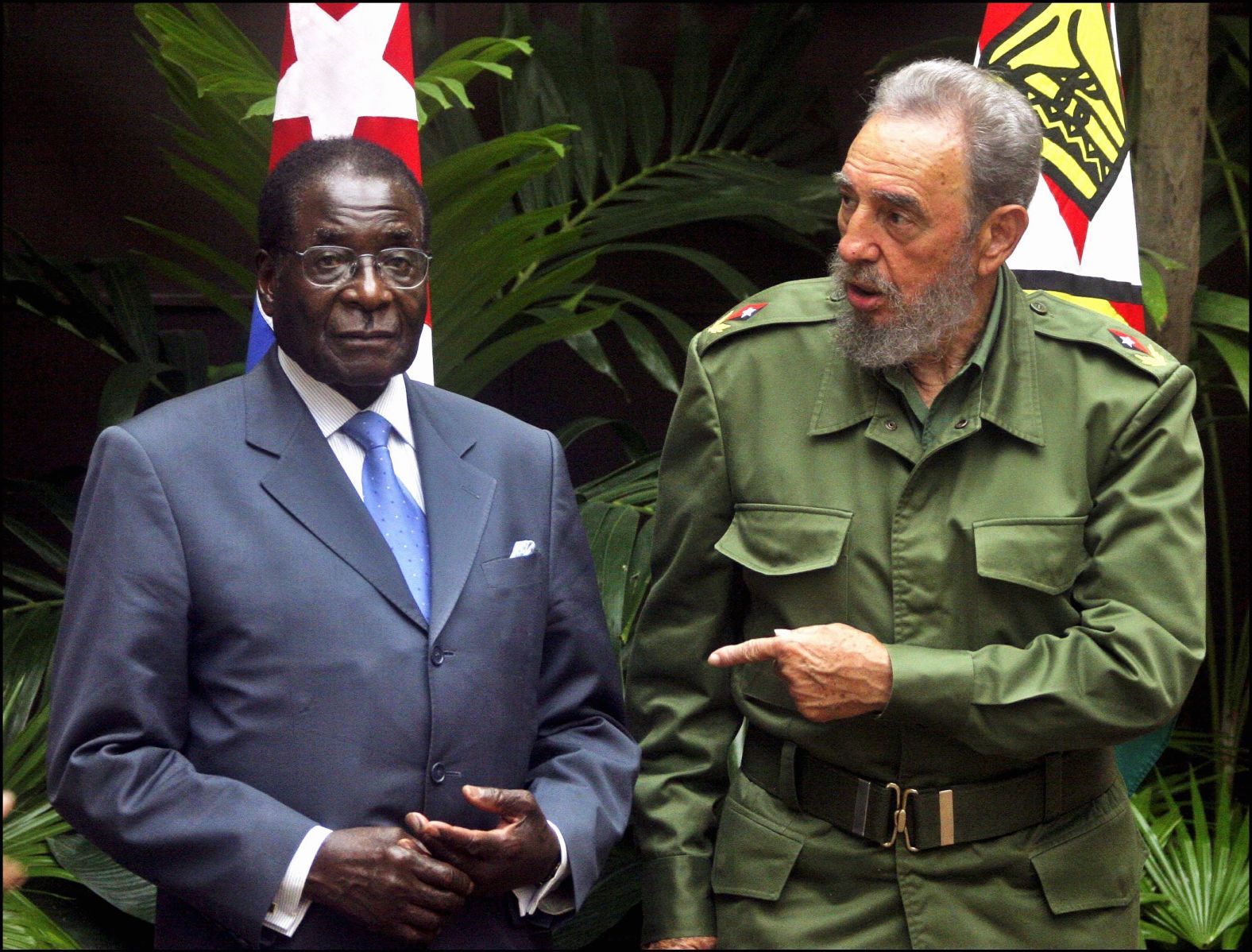 Mugabe and Cuban President Fidel Castro are seen in Havana, Cuba, in September 2005.