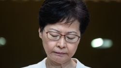TOPSHOT - Hong Kong Chief Executive Carrie Lam waits for questions from the media at a press conference in Hong Kong on September 5, 2019, a day after she announced the withdrawal of a loathed extradition bill. - Hong Kong's leader on September 4 bowed to a key demand of pro-democracy protesters following three months of unrest, announcing the withdrawal of a loathed extradition bill, but activists vowed to press on with their campaign. (Photo by Philip FONG / AFP)        (Photo credit should read PHILIP FONG/AFP/Getty Images)
