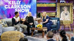 Kelly Clarkson hits the talk show circuit in her new venture, "The Kelly Clarkson Show." Here, she's pictured with guests John Legend and Jeanne Taylor.