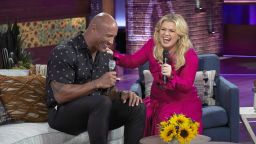 Dwayne Johnson is the first guest ever on Kelly Clarkson's talk show, "The Kelly Clarkson Show." 