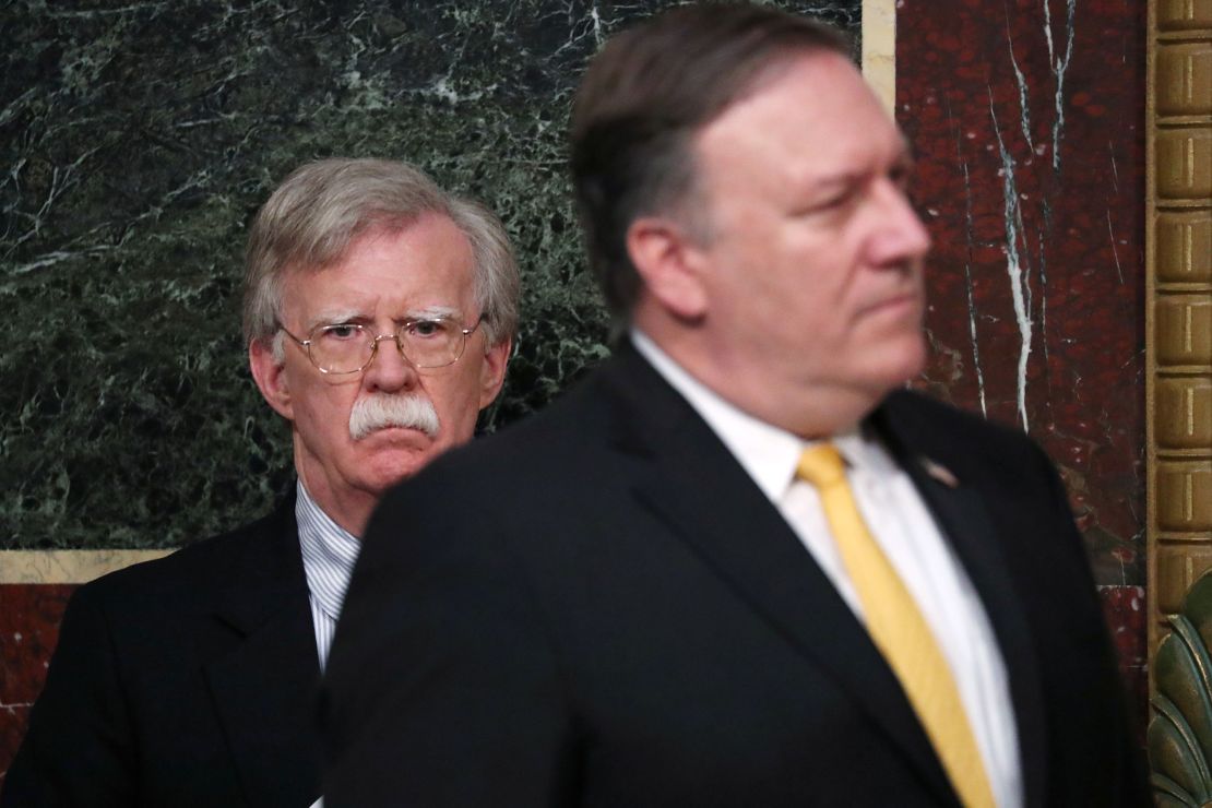 John Bolton and Mike Pompeo at the White House in October 2018.