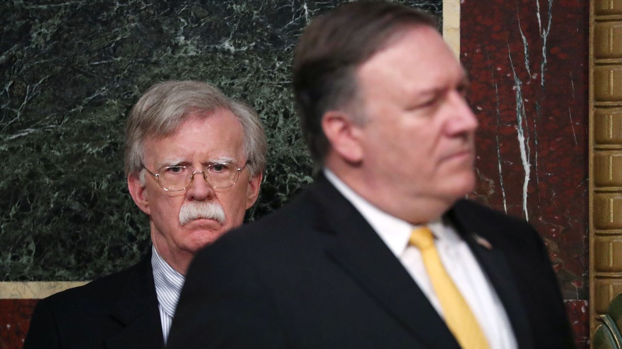 John Bolton and Mike Pompeo at the White House in October 2018.