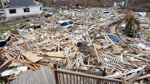 Damaged houses and debris are seen on devastated Great Abaco Island.