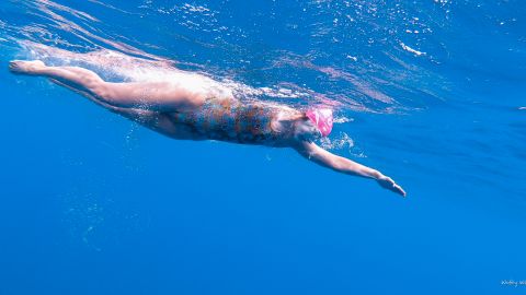 Ferguson during her 65 kilometer swim around Easter Island.