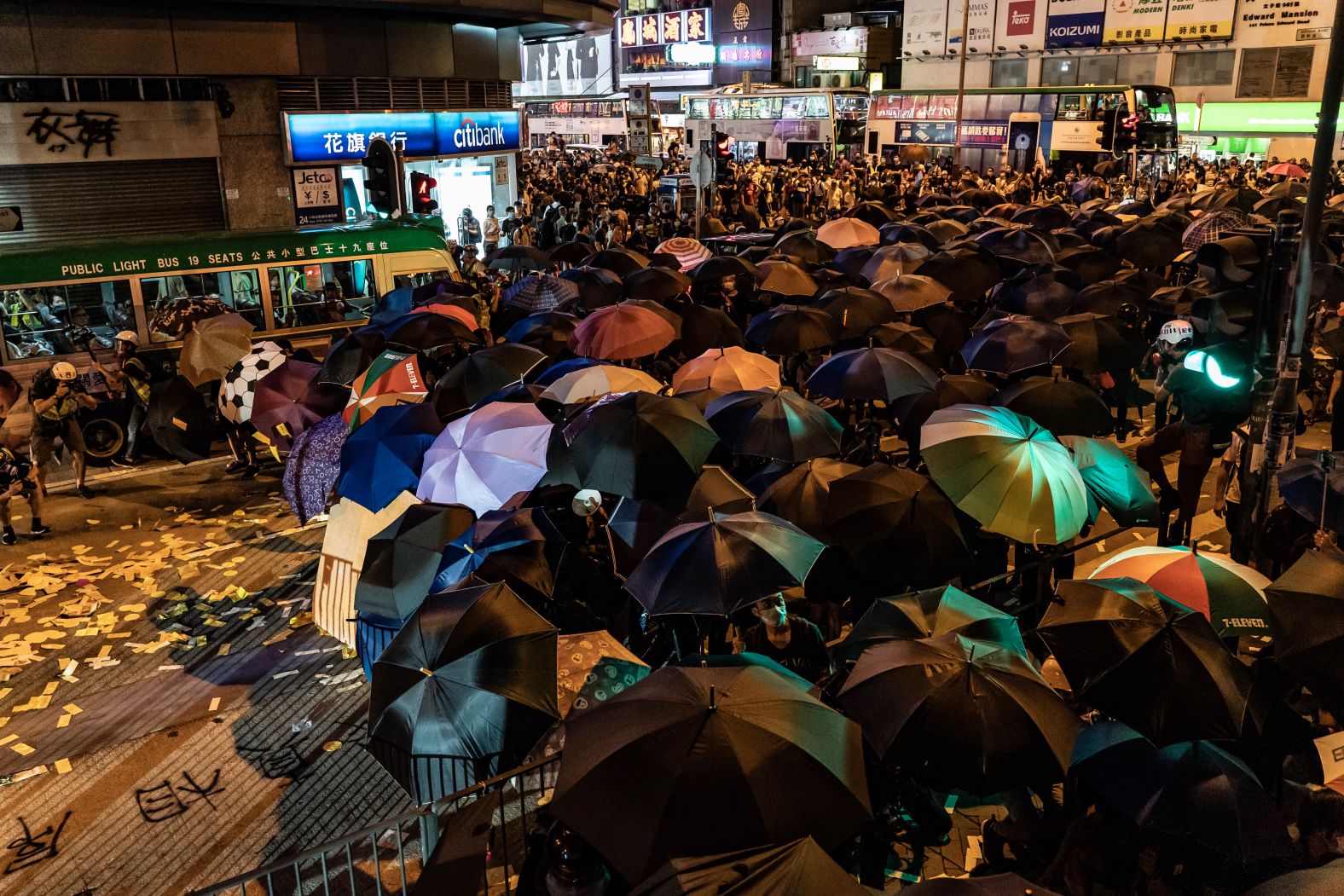 Protesters prepare to clash with police outside the Mong Kok police station on September 6.