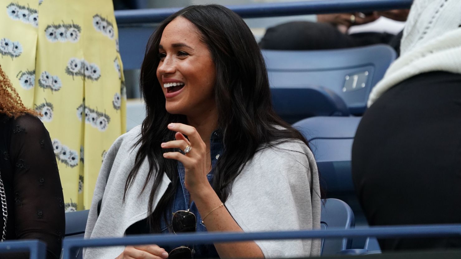 Meghan, the Duchess of Sussex, watches Serena Williams during the US Open.