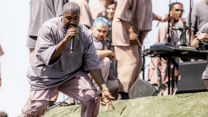 INDIO, CALIFORNIA - APRIL 21: Kanye West performs Sunday Service during the 2019 Coachella Valley Music And Arts Festival on April 21, 2019 in Indio, California. (Photo by Rich Fury/Getty Images for Coachella)