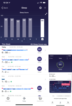 A screenshot of a Fitbit Sleep Score data chart.