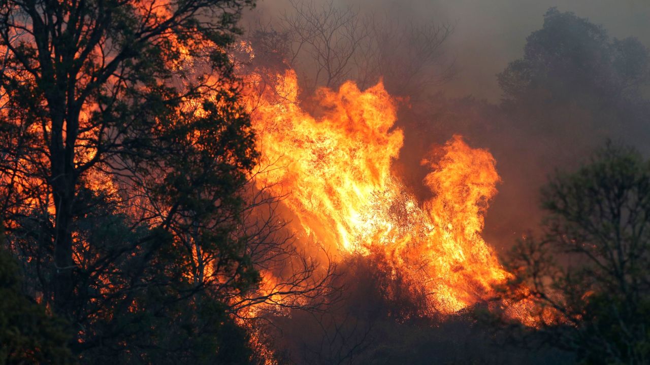 Bushfire near the rural town of Canungra in southeastern Queensland, Australia, on September 6, 2019. 