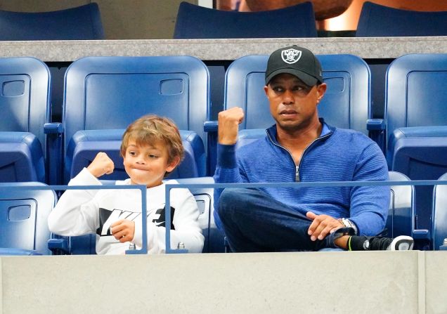 Tiger Woods and his son Charlie cheer on Rafael Nadal at the US Open in New York City on September 2. "For me, it's a big pleasure to have him here supporting," <a href="index.php?page=&url=https%3A%2F%2Fwww.cnn.com%2F2019%2F09%2F02%2Ftennis%2Fus-open-day-8-rafael-nadal-tiger-woods-spt-intl-trnd%2Findex.html" target="_blank">Nadal said</a>. "Means a lot. He's a big legend of the sport, one of the greatest sportsmen of all time."