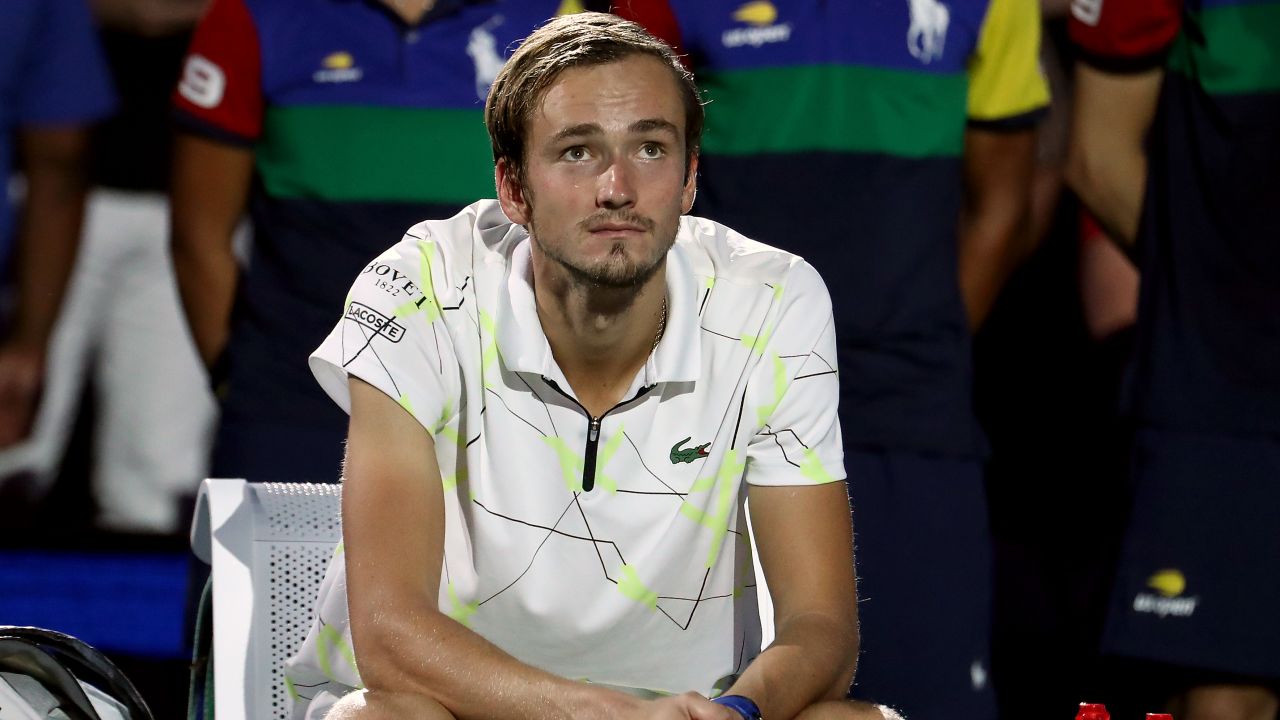 Daniil Medvedev was equally glued to the big screen that played back Nadal's grand slam career success.