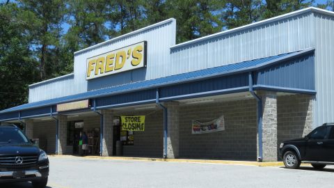 An exterior of a Fred's store.