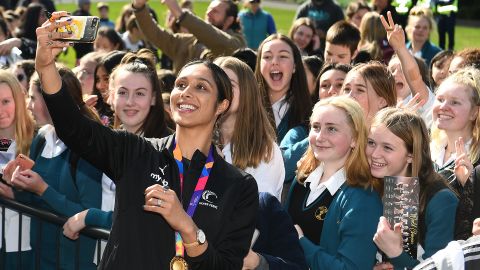 Phoenix Karaka at the New Zealand Silver Ferns public reception following the 2019 Netball World Cup.