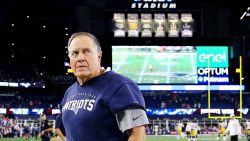 FOXBOROUGH, MASSACHUSETTS - SEPTEMBER 08: Head coach Bill Belichick of the New England Patriots exits the field after the game between the New England Patriots and the Pittsburgh Steelers at Gillette Stadium on September 08, 2019 in Foxborough, Massachusetts. (Photo by Maddie Meyer/Getty Images)