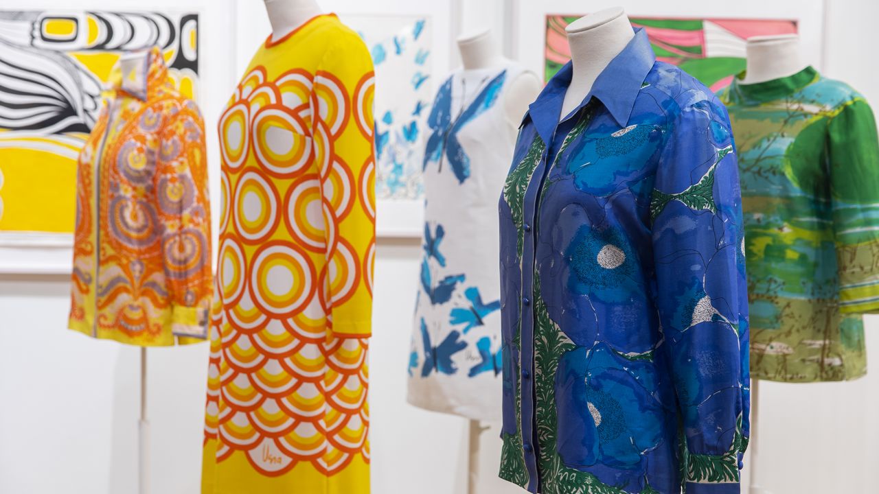 The vibrantly painted scarves designed by 20th-century artist and entrepreneur Vera Neumann are evoked in the "Vera Paints a Scarf" exhibition at the Museum of Arts and Design.
