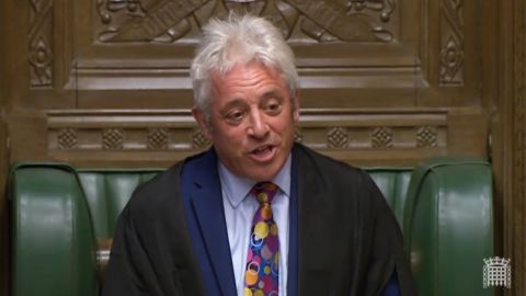 House of Commons Speaker John Bercow announces he will stand down.