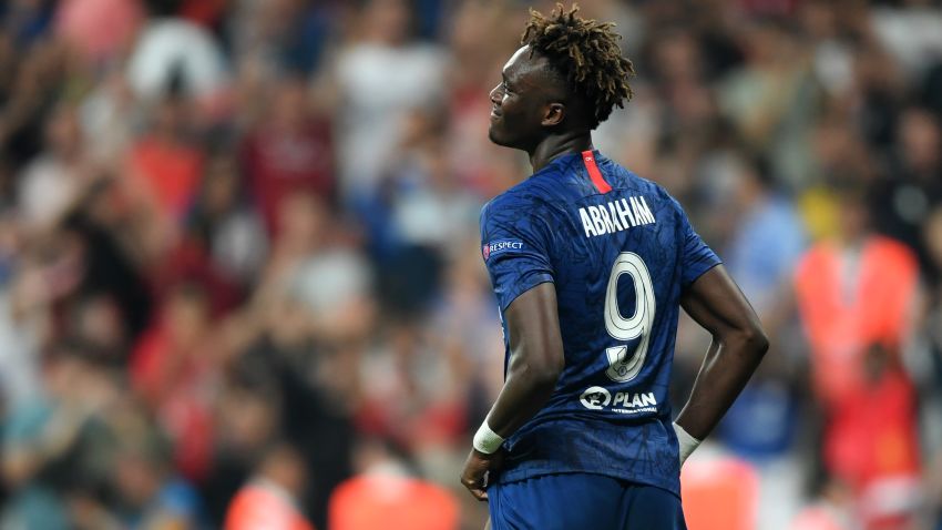 Chelsea's English striker Tammy Abraham reacts after failing his penalty during the shoot-out at the UEFA Super Cup 2019 football match between FC Liverpool and FC Chelsea at Besiktas Park Stadium in Istanbul on August 14, 2019. (Photo by OZAN KOSE / AFP)        (Photo credit should read OZAN KOSE/AFP/Getty Images)