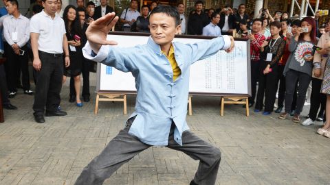Alibaba Group Chairman Jack Ma performs martial art during the 2018 Taobao Maker Festival.
