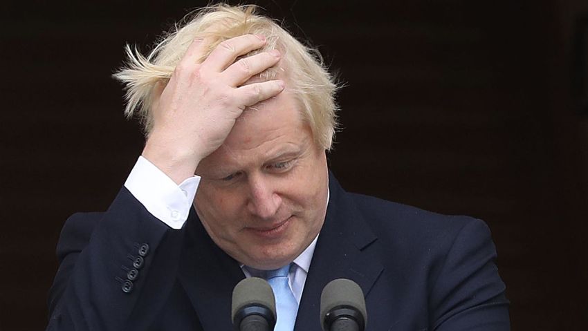 Britain's Prime Minister Boris Johnson gestures during a press conference on the steps of the Government buildings in Dublin on September 9, 2019. - Irish Prime Minister Leo Varadkar said on Monday that the European Union had not received from Britain any alternatives to the so-called backstop provision in the Brexit divorce deal. (Photo by Lorraine O'SULLIVAN / AFP)        (Photo credit should read LORRAINE O'SULLIVAN/AFP/Getty Images)