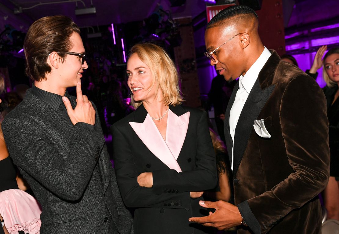 Ansel Elgort, Amber Valletta, Russell Westbrook at Tom Ford Spring-Summer 2020.