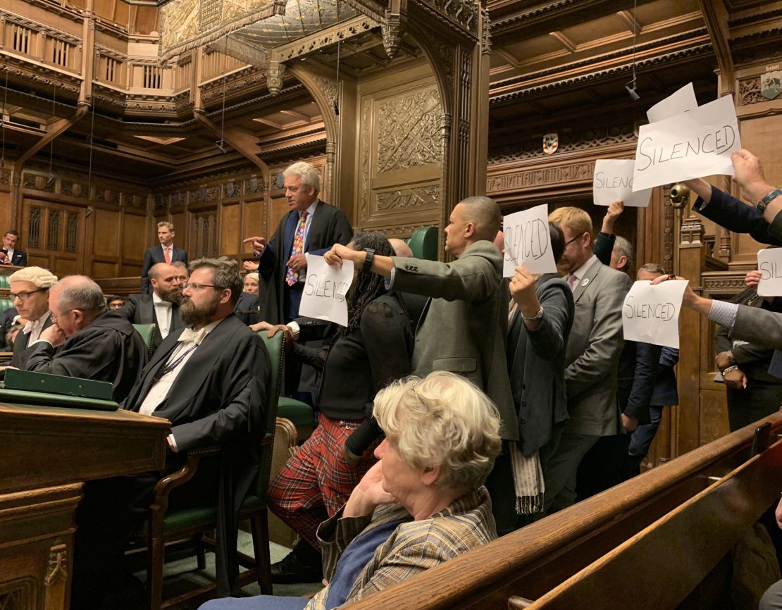 British MP Stephen Morgan posted this photo from the House of Commons to Twitter in the early hours of Tuesday with the caption 'Bercow the hero'.