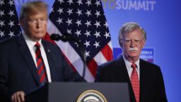 BRUSSELS, BELGIUM - JULY 12:  U.S. President Donald Trump, flanked by National Security Advisor John Bolton, speaks to the media at a press conference on the second day of the 2018 NATO Summit on July 12, 2018 in Brussels, Belgium. (Sean Gallup/Getty Images)