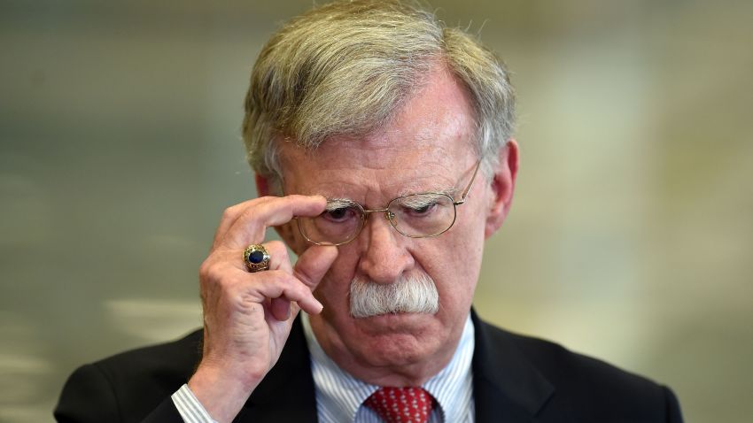 US National Security Advisor John Bolton answers journalists questions after his meeting with Belarus President in Minsk on August 29, 2019. (SERGEI GAPON/AFP/Getty Images)