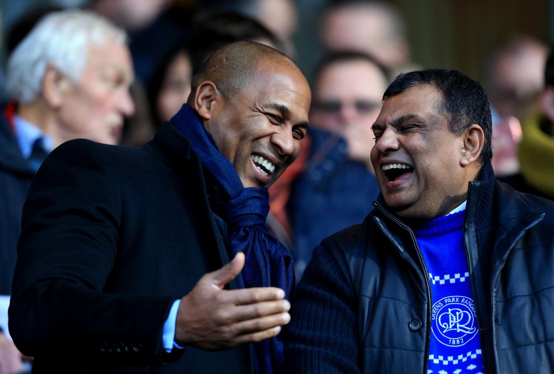 Les Ferdinand alongside former QPR owner Tony Fernandes.