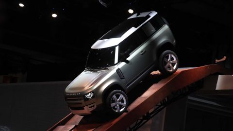 The new Land Rover Defender SUV on display on the opening day of the Frankfurt Motor Show in Germany.