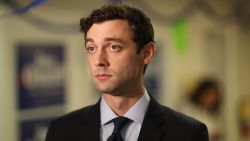 In this June 2017 file photo, Democratic candidate Jon Ossoff visits a campaign office to speak with volunteers and supporters on Election Day as he runs for Georgia's 6th Congressional District in Tucker, Georgia.