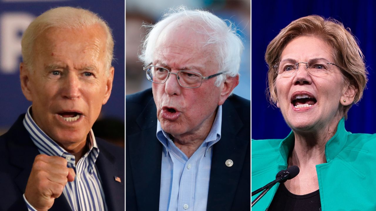biden sanders warren SPLIT