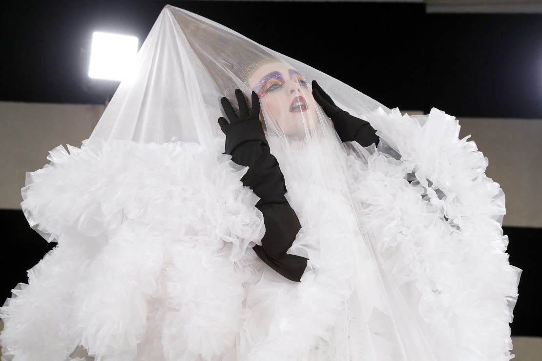 A model performs during Tomo Koizumi's  Spring 2020 show at New York Fashion Week on September 06, 2019.